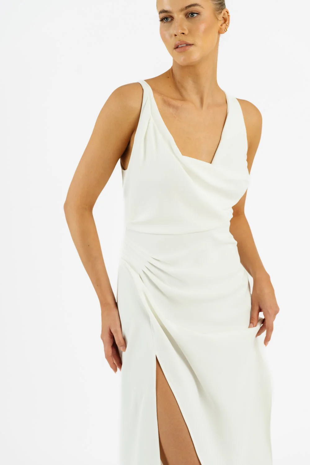 ALINA DRESS IN IVORY CREPE - Image 5